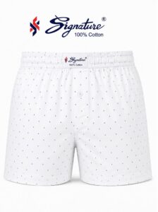 Signature India Premium Cotton Boxer- White Print